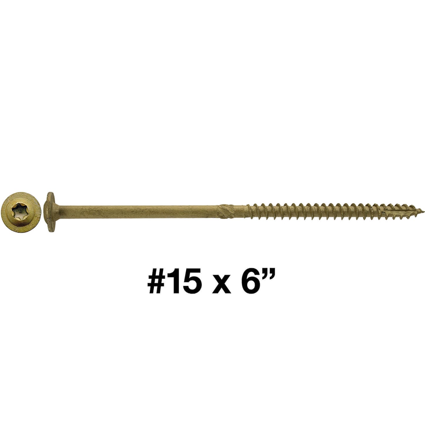Jake Sales #15 x 6" Construction Lag Screw - Torx/Star Drive Heavy Duty Structural Lag Screw - ACQ Compatible - Modified Truss Washer Head. (OVERSTOCK)