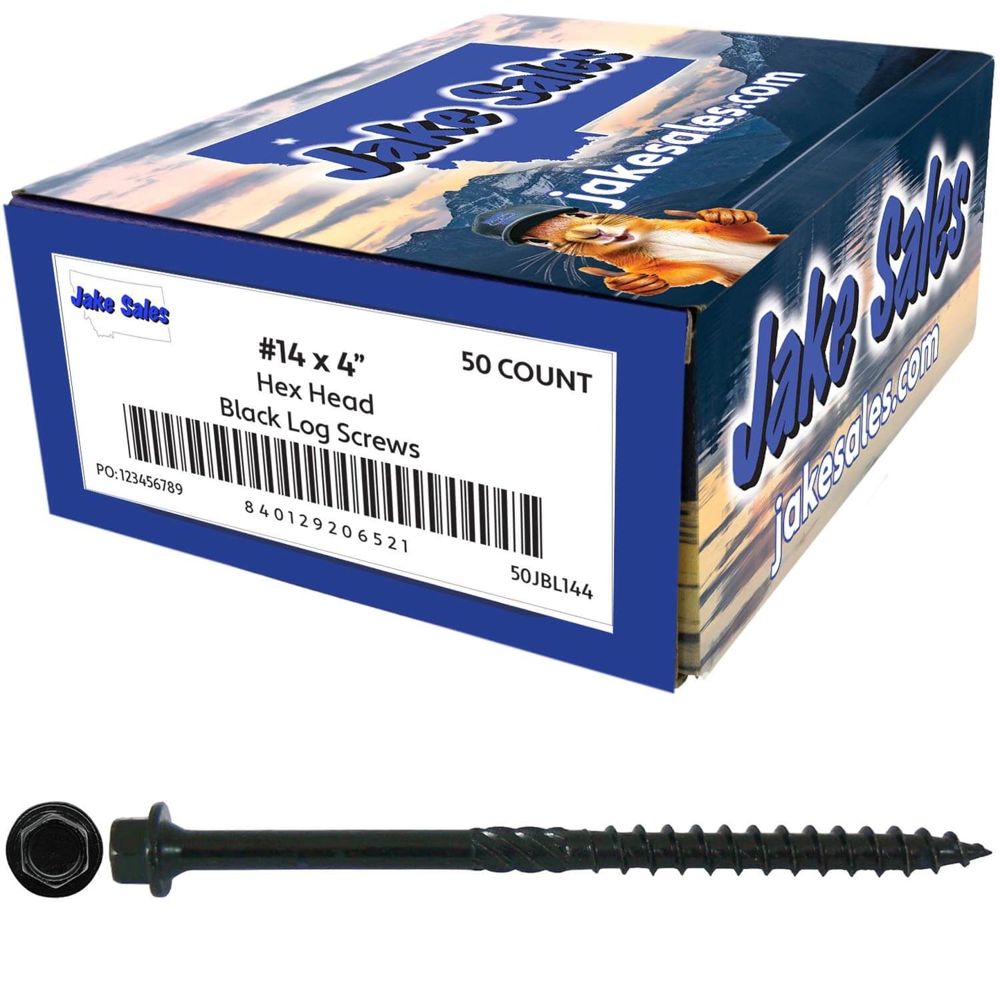 #14 Heavy-Duty Black Timber, Log & Structural Wood Screws - Exterior Coated - Use for Fastening Ledger Boards, Large Timbers, Logs and more.