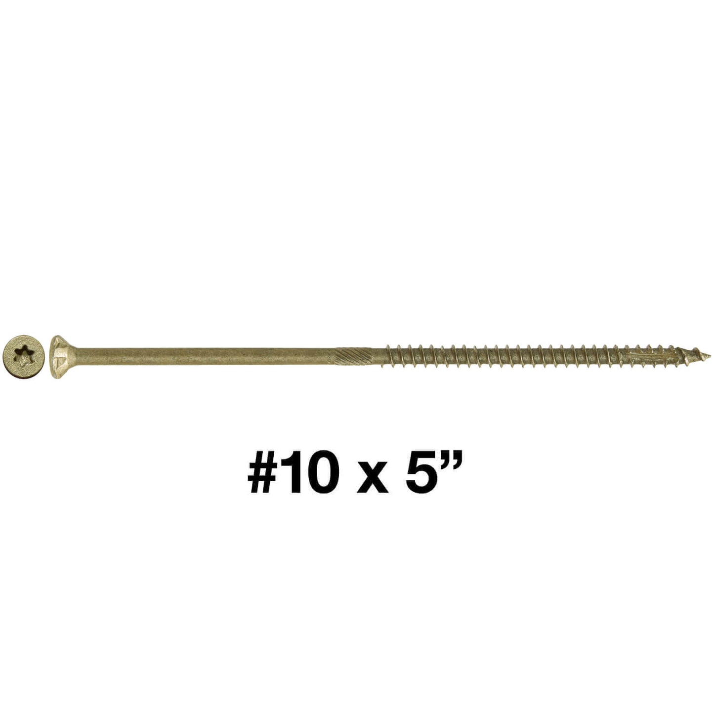 #10 x 2" - 6" Bronze Exterior Coated Wood Screw Torx/Star Drive Head - Multipurpose Exterior Coated Torx/Star Drive Wood Screws