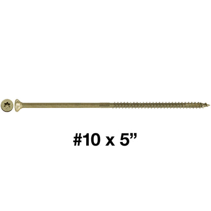 #10 x 2" - 6" Bronze Exterior Coated Wood Screw Torx/Star Drive Head - Multipurpose Exterior Coated Torx/Star Drive Wood Screws