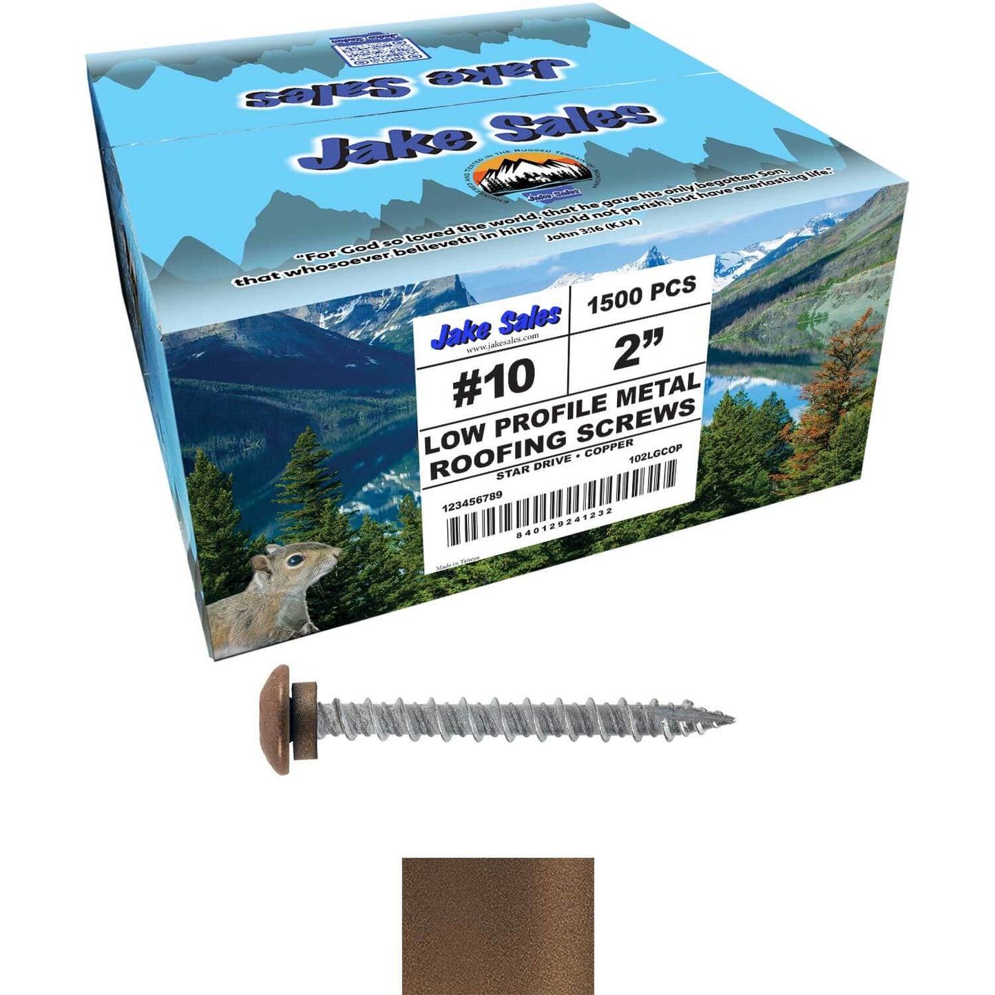 10 x 2" LOW PROFILE Star Head Roofing Screws - HI-LO Thread - Metal To Wood - T25 Torx Drive Head - EPDM washer.