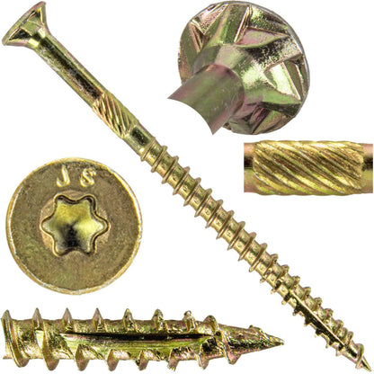 #10 x 3" Gold Star Wood Screw, T-30 Torx Drive, Flat Head - (Pallet of 48 x Full Boxes) ~72,000 Screw Count