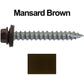 #14 x 2" Metal ROOFING SCREWS - Hex Washer Head - Self starting/self tapping - EPDM washer. Colored head.