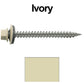 #9 x 2" Stainless Steel Metal Roofing Screws - Hex Washer Head - Self-Piercing (SP) tip metal to wood. EPDM washer. Colored head.