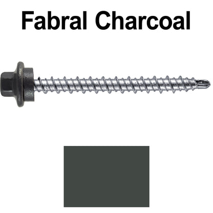 #10 x 2" Stainless Steel Mini Driller Sheet Metal Roofing Screw - Hex Washer Cap - Self starting metal to wood siding screws - EPDM washer. Colored head.
