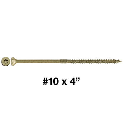 #10 x 2" - 6" Bronze Exterior Coated Wood Screw Torx/Star Drive Head - Multipurpose Exterior Coated Torx/Star Drive Wood Screws