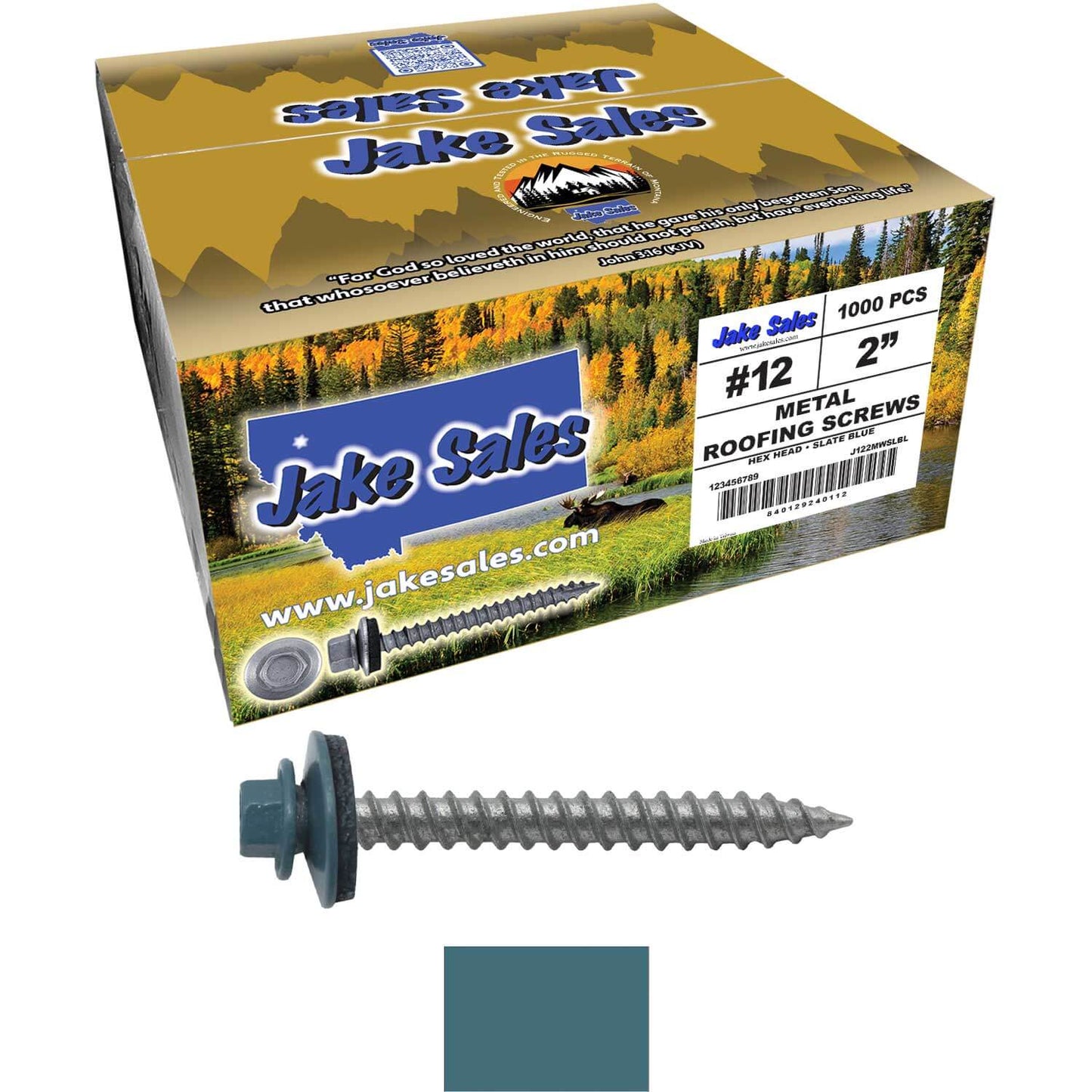 #12 x 2" RE-GRIP METAL ROOFING SCREWS - Hex Washer Head - Self starting/self tapping - EPDM washer. Colored head.