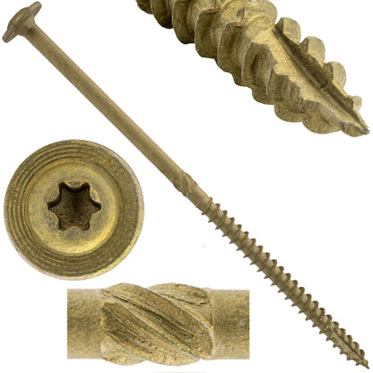 Jake Sales #15 x 6" Construction Lag Screw - Torx/Star Drive Heavy Duty Structural Lag Screw - ACQ Compatible - Modified Truss Washer Head. (OVERSTOCK)