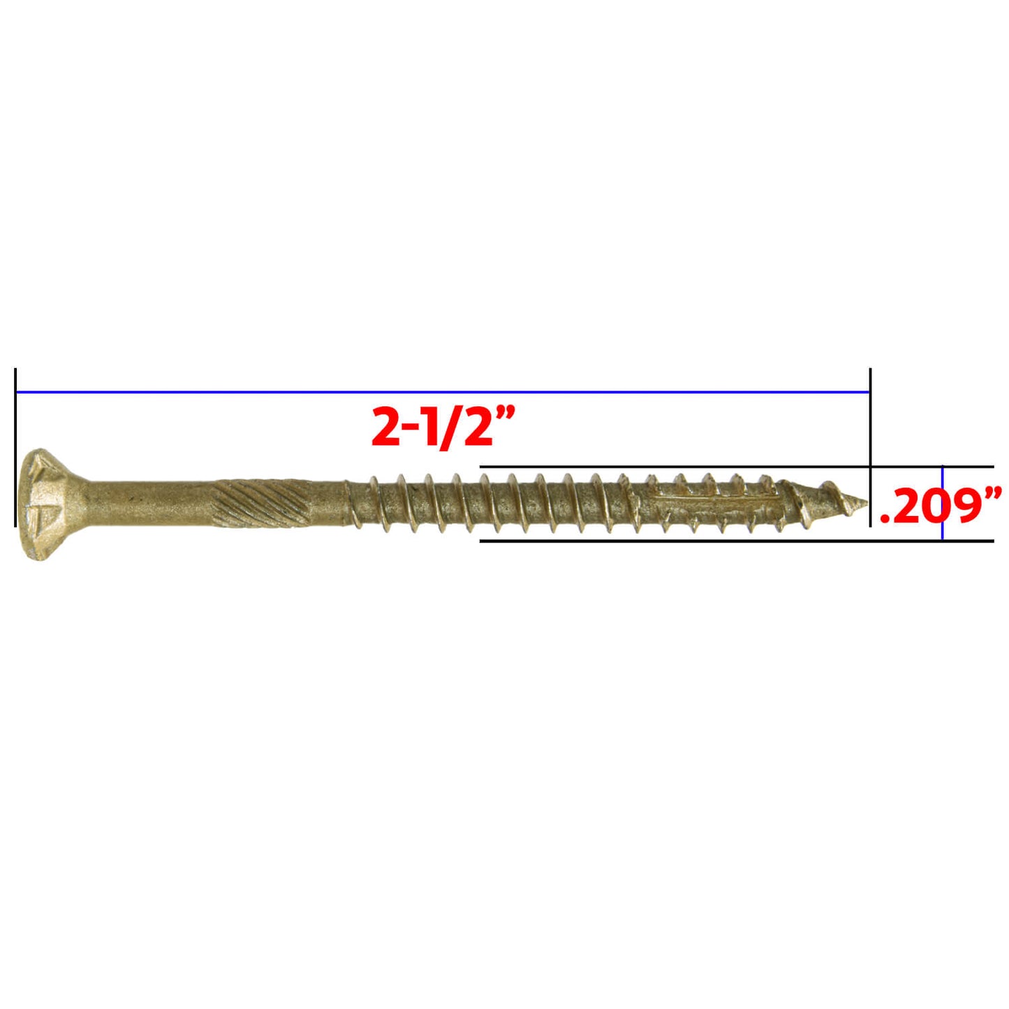 #10 x 2-1/2" Bronze Coated Multipurpose Wood Screw Torx/Star Drive Flat Head Exterior Coated - ACQ Compatible Wood Screws ~2,000 Screws(OVERSTOCK)