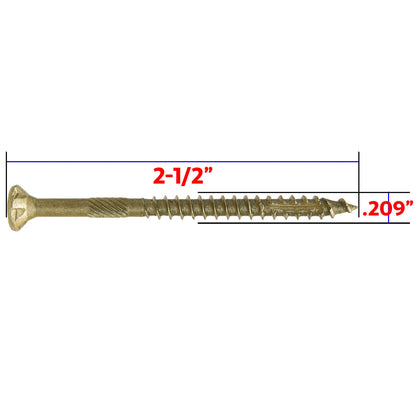 #10 x 2-1/2" Bronze Coated Multipurpose Wood Screw Torx/Star Drive Flat Head Exterior Coated - ACQ Compatible Wood Screws ~2,000 Screws(OVERSTOCK)