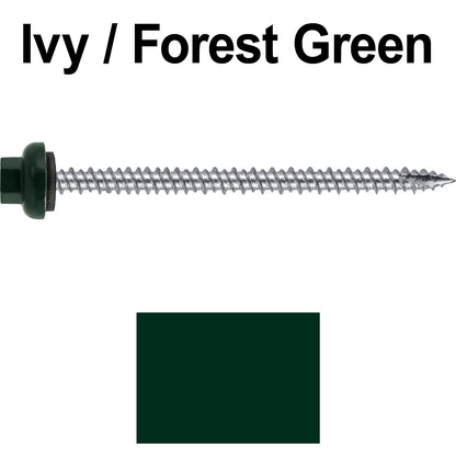 10 X 3“ HI-LO Zinc Aluminum Cap Metal Roofing Screws - Hex Washer Head - Self starting/self tapping - EPDM washer. Colored head.
