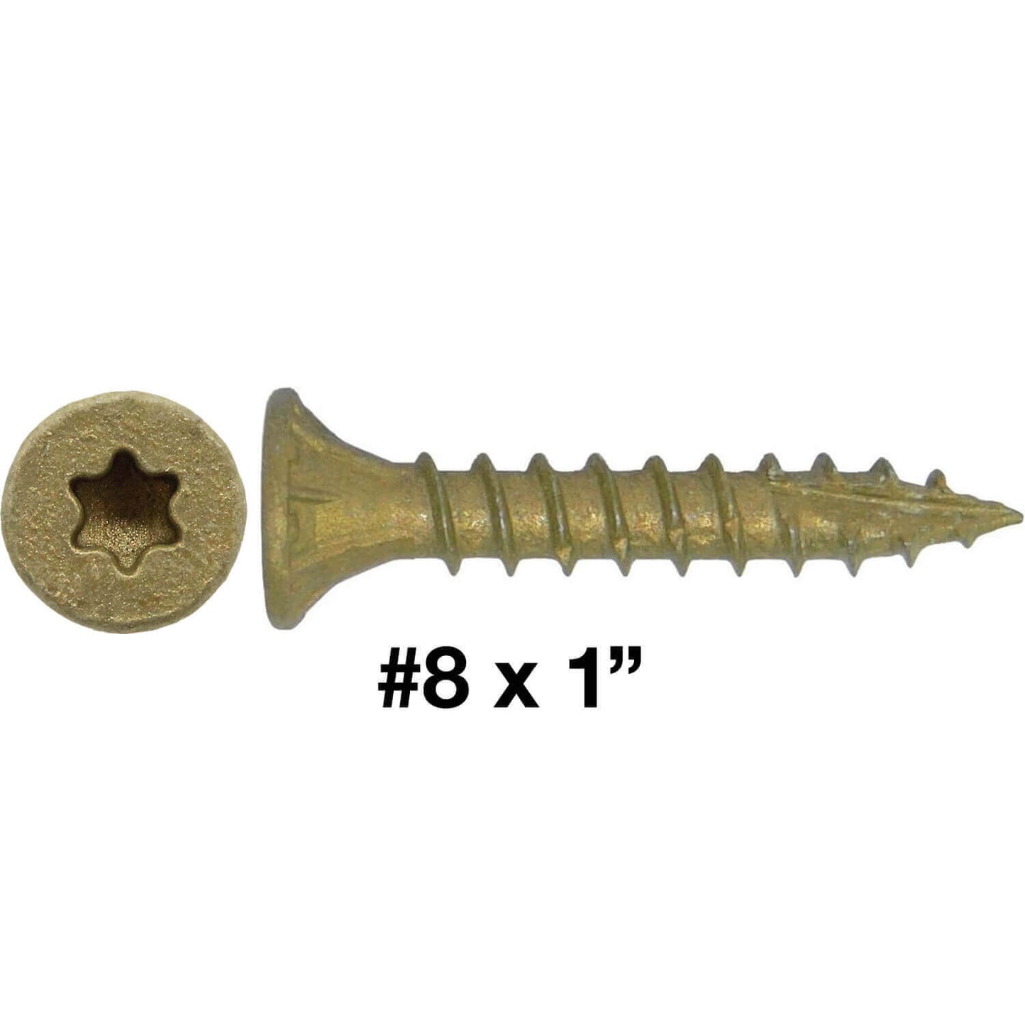 #8 x 3/4" - 2" Bronze Exterior Coated Wood Screw Torx/Star Drive Head - Multipurpose Exterior Coated Torx/Star Drive Wood Screws