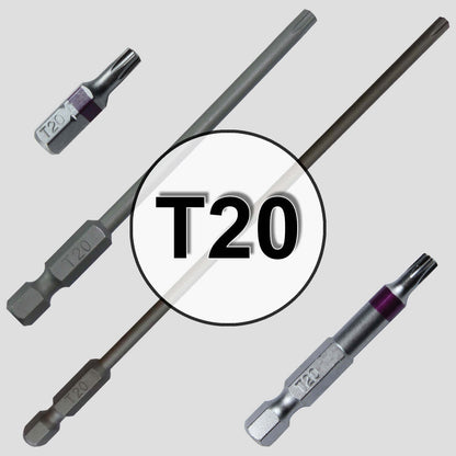 T20 (T-20) Torx/Star Driver Bit - Color Coded Torx/Star Drive Quick Change Shank Bit for Screws and Fasteners Requiring T20 (T-20)