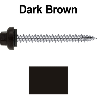 10 X 2“ HI-LO Zinc Aluminum Cap Metal Roofing Screws - Hex Washer Head - Self starting/self tapping - EPDM washer. Colored head.