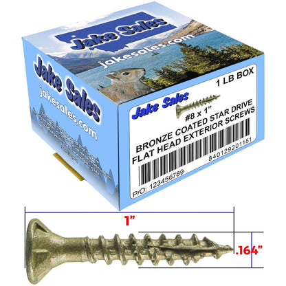 #8 x 3/4" - 2" Bronze Exterior Coated Wood Screw Torx/Star Drive Head - Multipurpose Exterior Coated Torx/Star Drive Wood Screws