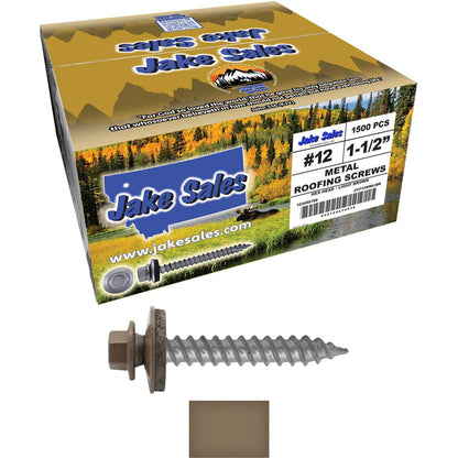 #12 x 1-1/2"  RE-GRIP METAL ROOFING SCREWS - Hex Washer Head - Self starting/self tapping - EPDM washer. Colored head.