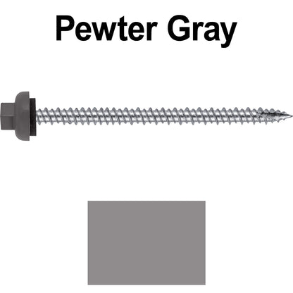 10 X 3“ HI-LO Zinc Aluminum Cap Metal Roofing Screws - Hex Washer Head - Self starting/self tapping - EPDM washer. Colored head.