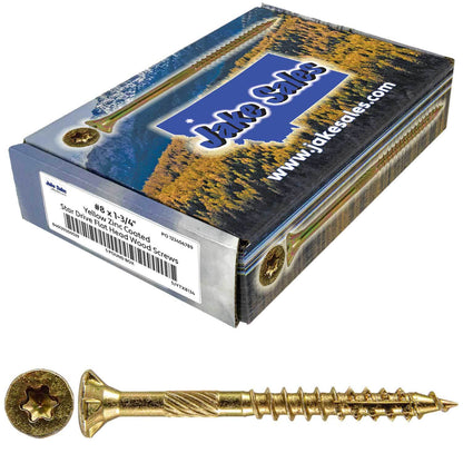 #8 Gold Star/Torx Drive Zinc Coated T-20 Flat Head Wood Screws
