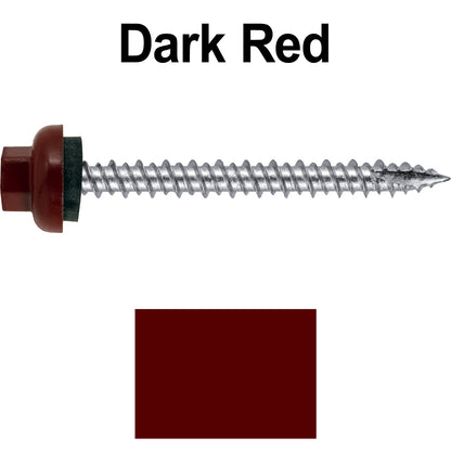 10 X 2“ HI-LO Zinc Aluminum Cap Metal Roofing Screws - Hex Washer Head - Self starting/self tapping - EPDM washer. Colored head.