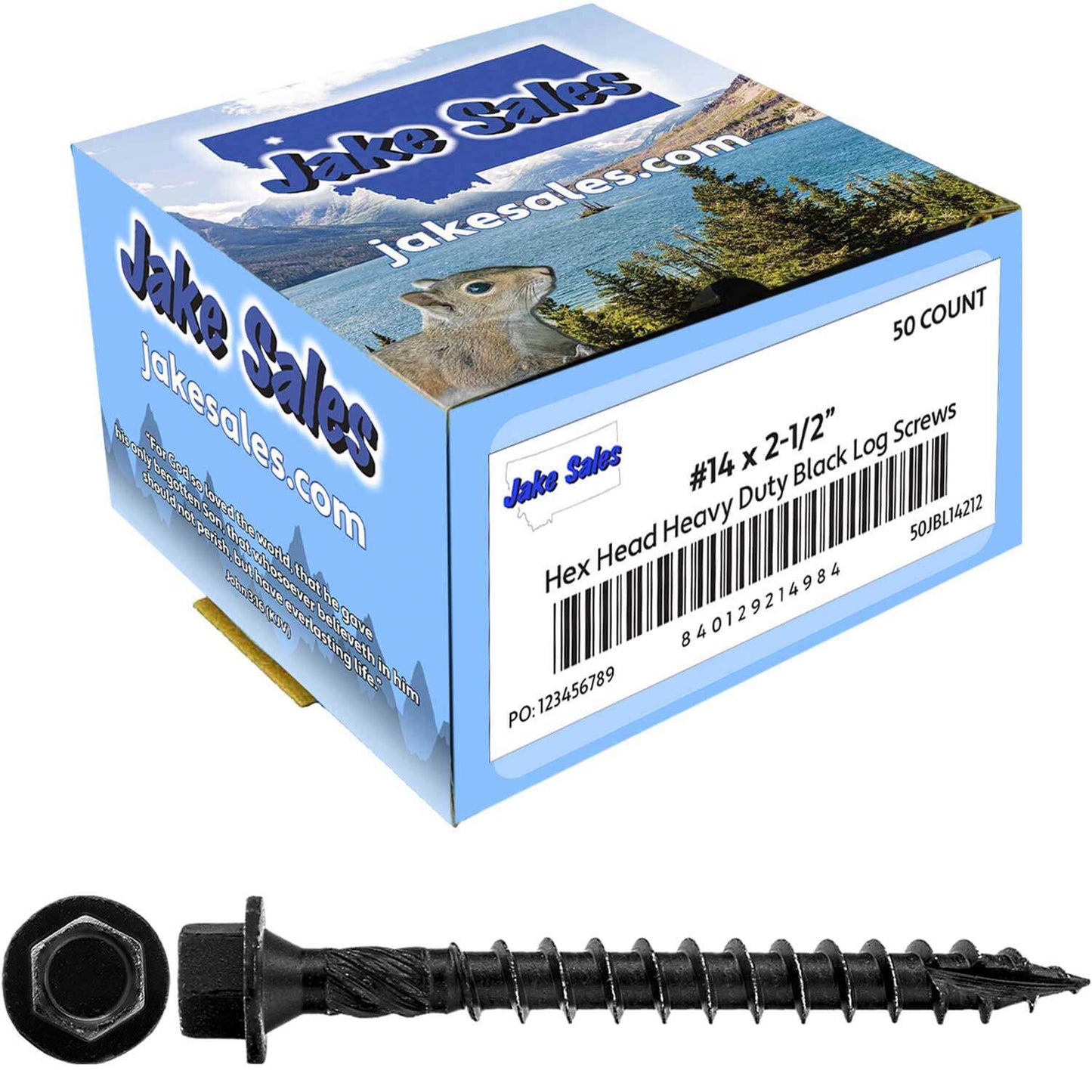 #14 Heavy-Duty Black Timber, Log & Structural Wood Screws - Exterior Coated - Use for Fastening Ledger Boards, Large Timbers, Logs and more.
