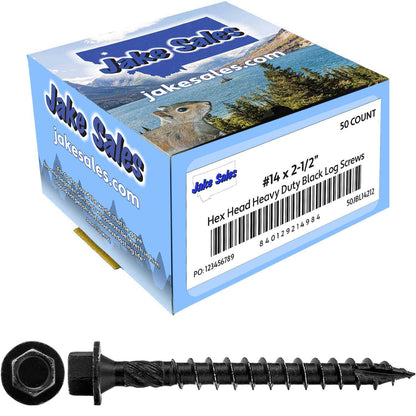 #14 Heavy-Duty Black Timber, Log & Structural Wood Screws - Exterior Coated - Use for Fastening Ledger Boards, Large Timbers, Logs and more.