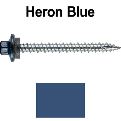 10 x 2” - STAINLESS HEX / ZINC Sheet Metal Roof Screw. Self starting metal to wood siding screws. EPDM washer. Colored head.