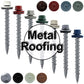 #10 x 2" Metal ROOFING SCREWS - Hex Washer Head - Self starting/self tapping - EPDM washer. Colored head.