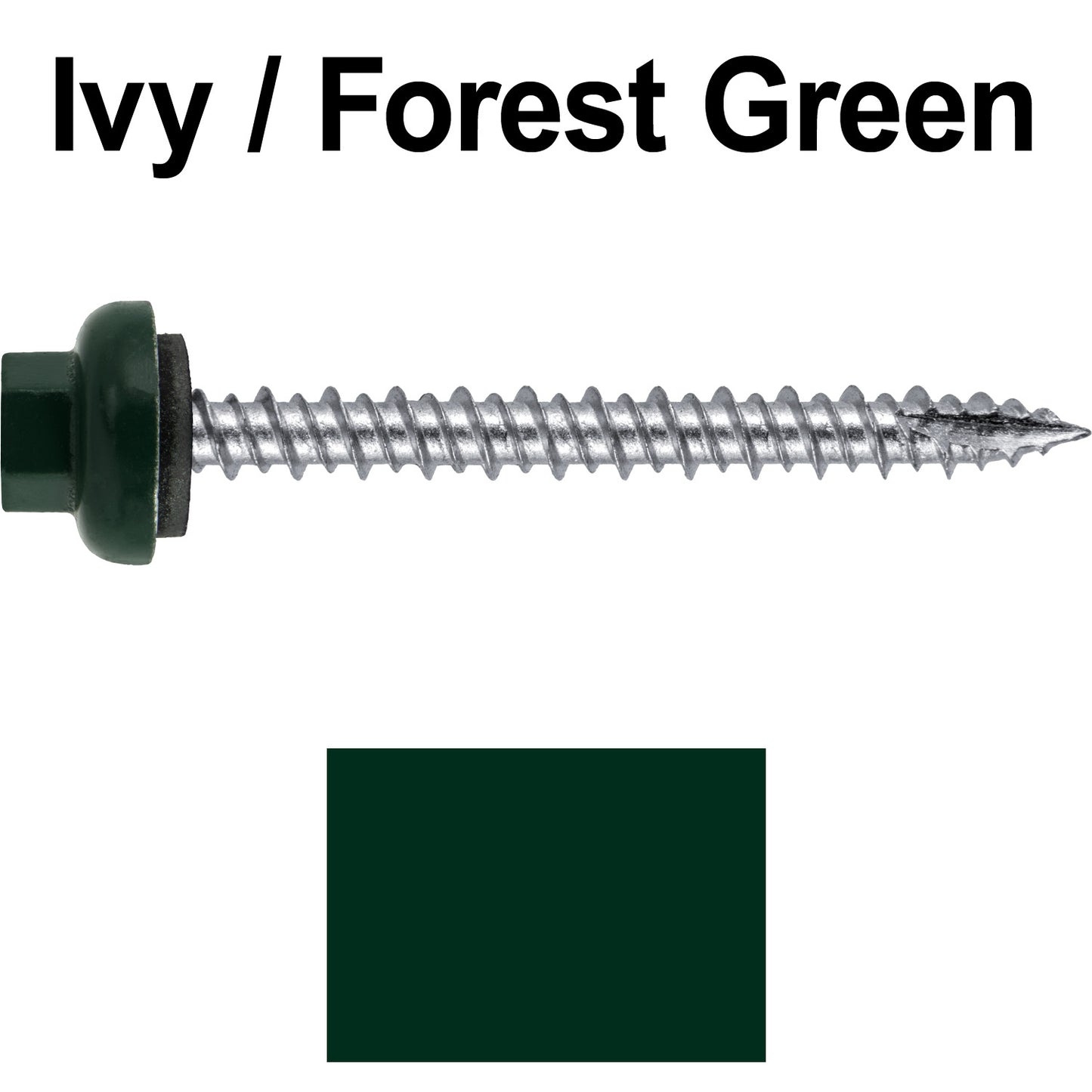10 X 2“ HI-LO Zinc Aluminum Cap Metal Roofing Screws - Hex Washer Head - Self starting/self tapping - EPDM washer. Colored head.