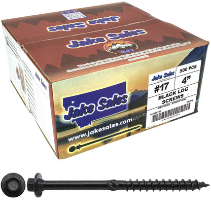 #17 Heavy-Duty Black Timber, Log & Structural Wood Screws - Exterior Coated - Use for Fastening Ledger Boards, Large Timbers, Logs and more.