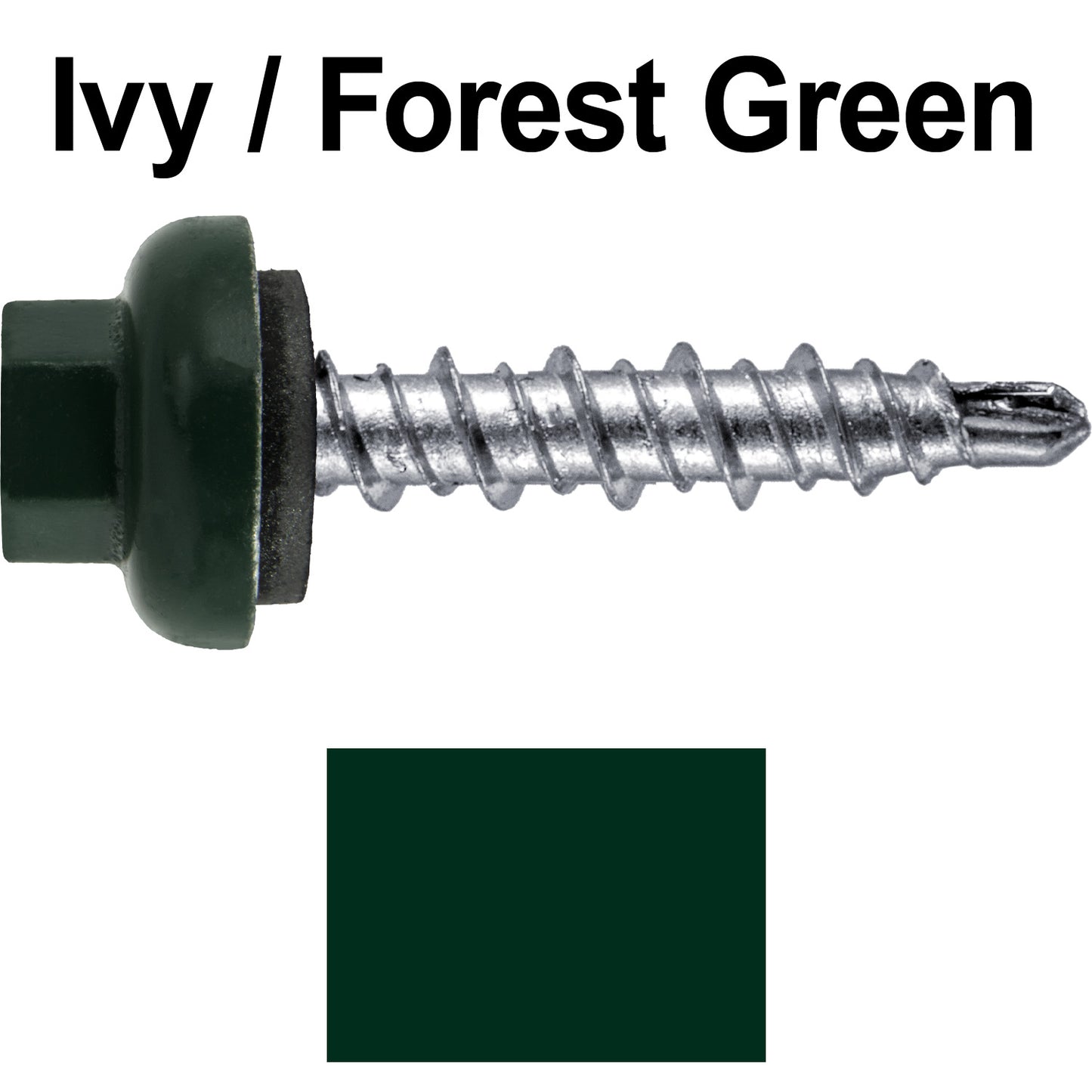 10 X 1" Zinc Aluminum Cap MINI-DRILLER Roofing Screws HI-LO THREAD Zinc Plated Carbon Steel Shank - EPDM Washer - Colored head