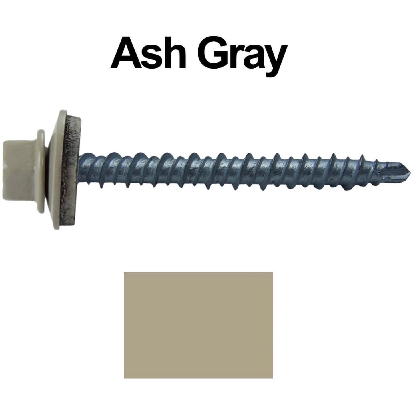 #10 x 2" Mini Driller Sheet Metal Roofing Screw - Hex Washer Head -  Self starting metal to wood siding screws. EPDM washer. Colored head.