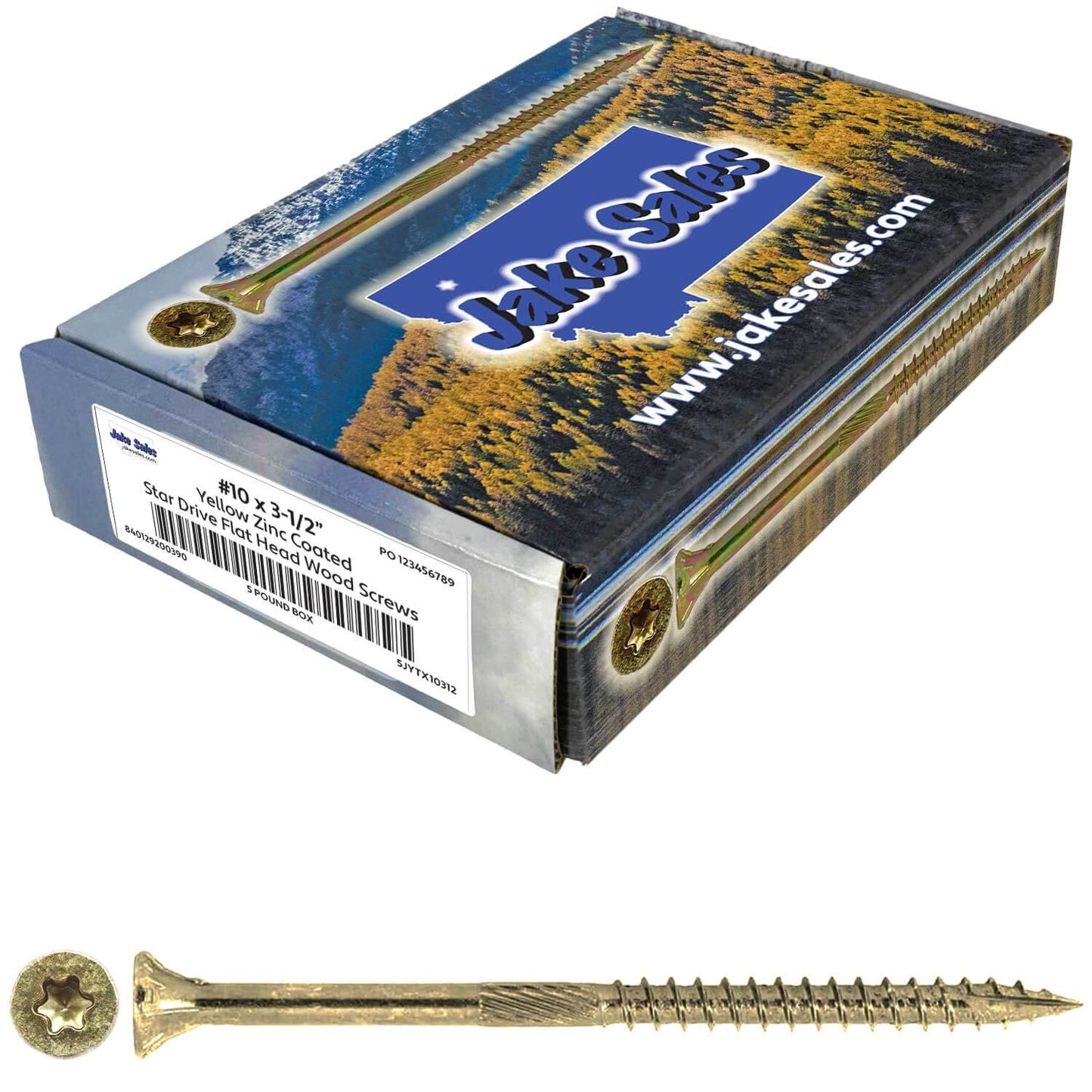 #10 Yellow Zinc Coated General Purpose Wood Screws. Torx/Star Drive Head - Multipurpose Torx/Star Drive Wood Screws