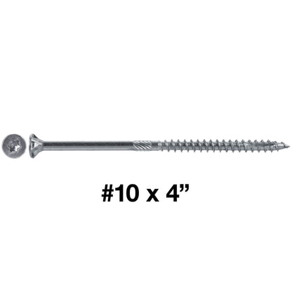 #10 Silver Star Stainless Steel Wood Screw Torx/Star Drive Head - 300 Series Stainless Steel Torx/Star Drive Wood Screws