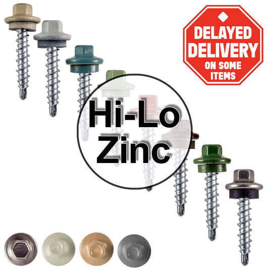 #10 x 1" Stainless Steel Mini Driller Sheet Metal Roofing Screw - Hex Washer Cap - Self starting metal to wood siding screws - EPDM washer. Colored Head.
