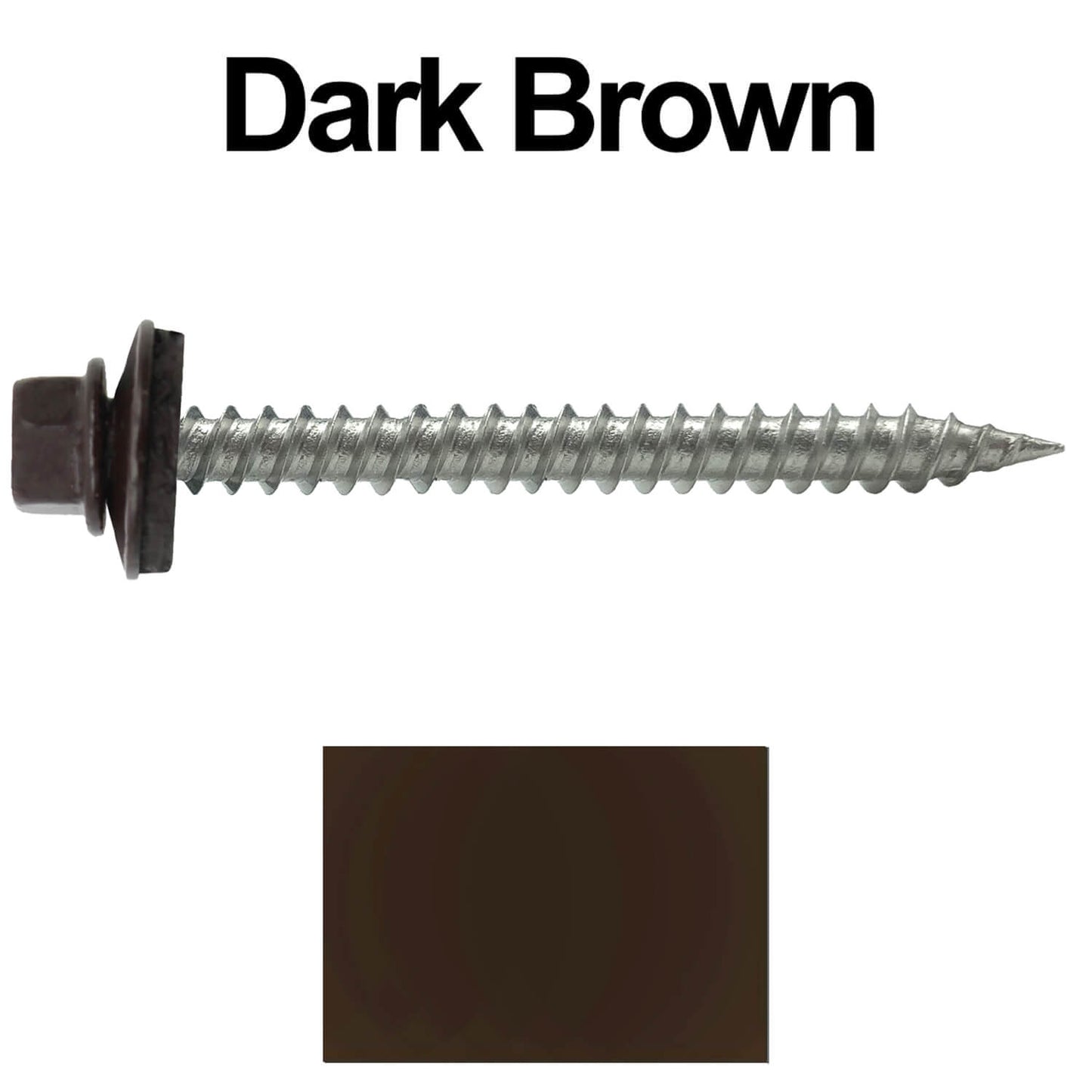 #9 x 2" Stainless Steel Metal Roofing Screws - Hex Washer Head - Self-Piercing (SP) tip metal to wood. EPDM washer. Colored head.