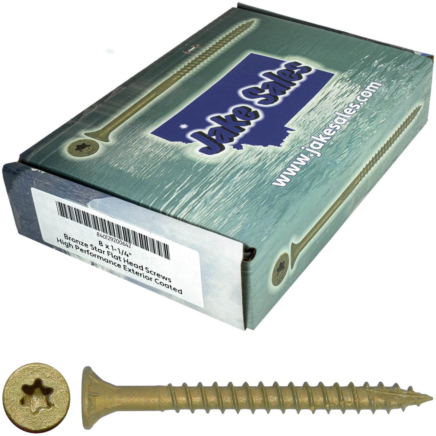 #8 x 3/4" - 2" Bronze Exterior Coated Wood Screw Torx/Star Drive Head - Multipurpose Exterior Coated Torx/Star Drive Wood Screws