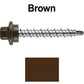 #10 x 1-1/2" Stainless Steel Mini Driller Sheet Metal Roofing Screw - Hex Washer Cap - Self starting metal to wood siding screws - EPDM washer. Colored head.