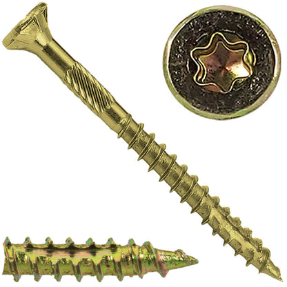 #9 x 2" Gold Star Wood Screw, T-25 Torx Drive, Flat Head (OVERSTOCK)