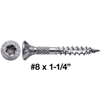 #8 Torx/Star Drive Head - 300 Grade Stainless Steel Torx/Star Drive Wood Screws - Silver Star Stainless Steel Wood Screw
