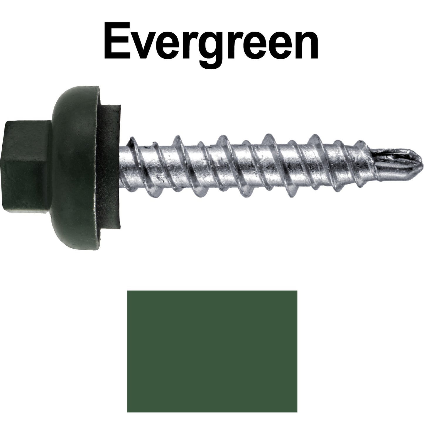 10 X 1" Zinc Aluminum Cap MINI-DRILLER Roofing Screws HI-LO THREAD Zinc Plated Carbon Steel Shank - EPDM Washer - Colored head