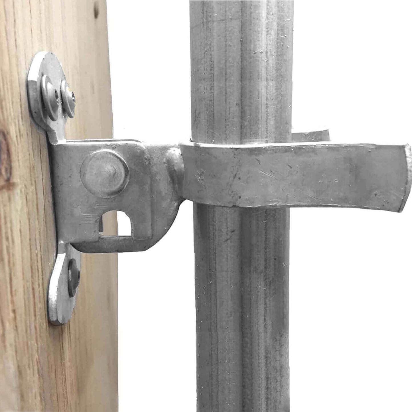 Galvanized Wall Mount (Flat Back) Fork Gate Latch -  Easily Mounts to Wooden Gate Post or Wall with Screws or Lag Bolts