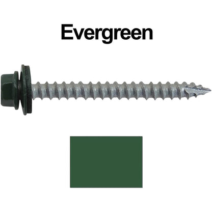 #14  x 2-1/2" Metal ROOFING SCREWS - Hex Washer Head - Self starting/self tapping - EPDM washer. Colored head.