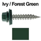 #9 x 1" Stainless Steel Metal Roofing Screws - Hex Washer Head - Self-Piercing (SP) tip metal to wood siding screws. EPDM washer. Colored head.