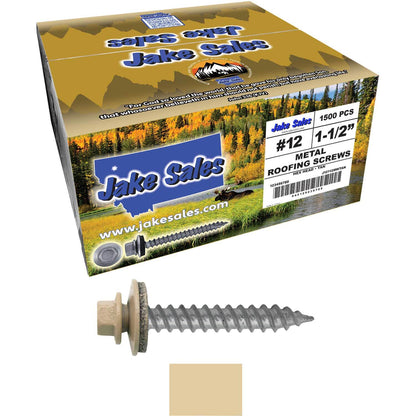 #12 x 1-1/2"  RE-GRIP METAL ROOFING SCREWS - Hex Washer Head - Self starting/self tapping - EPDM washer. Colored head.