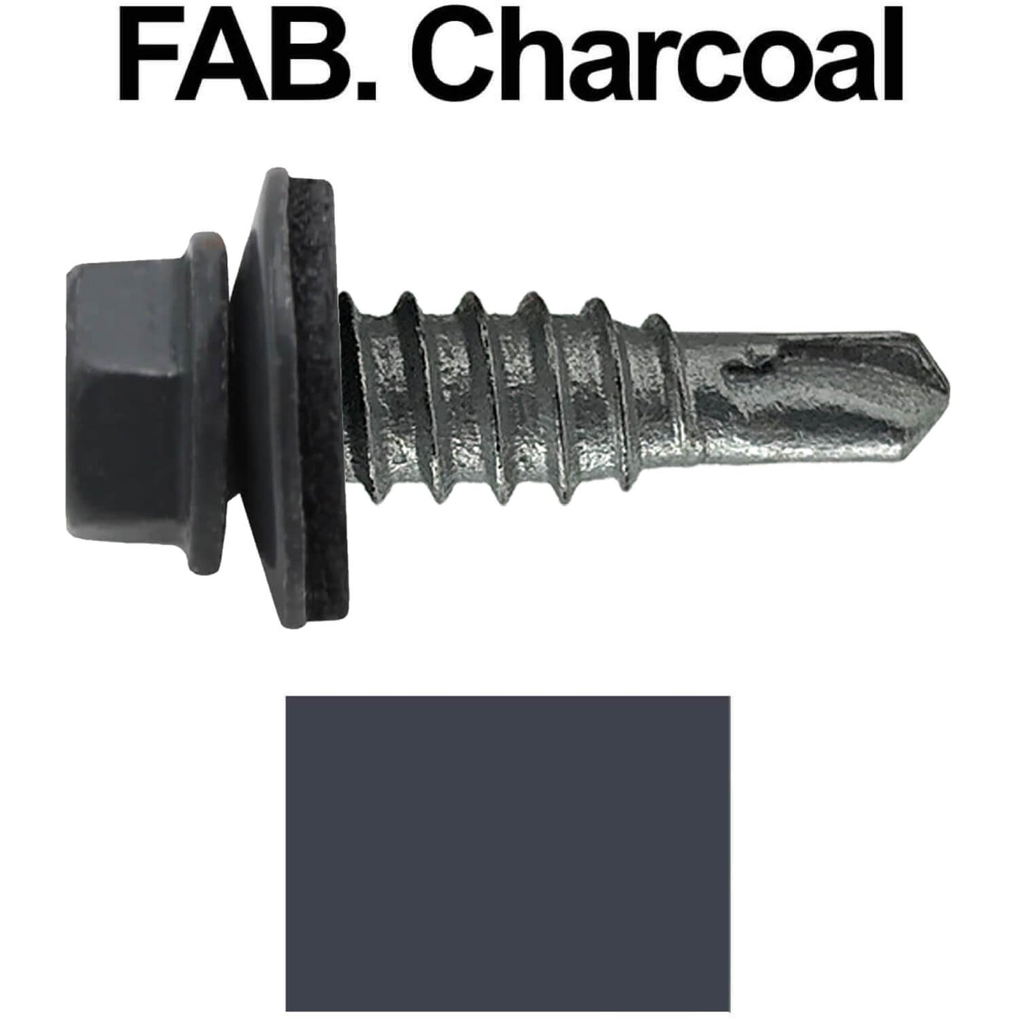 #14 x 7/8" Stitch Tek Metal to Metal Type #1 Roofing Screws - Hex Washer Head - Drill Point - 9/16" EPDM washer.