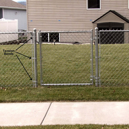Tension Band for Chain Link Fence - Manufactured from Galvanized Steel to Prevent Rust. Tension Bands Wrap Around the Pipe on the Fence and Attach to a Tension Bar Holding the Chain Link Mesh
