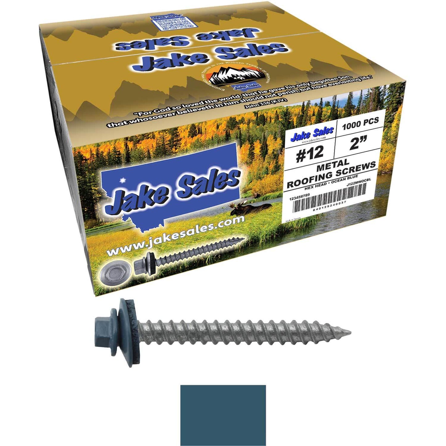 #12 x 2" RE-GRIP METAL ROOFING SCREWS - Hex Washer Head - Self starting/self tapping - EPDM washer. Colored head.