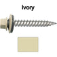 12 x 1-1/2" Stainless Steel Metal Roofing Screw - Hex Washer Head - Self starting/self tapping - EPDM washer. Colored head.