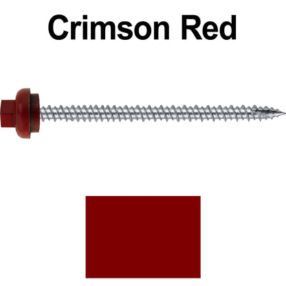 10 X 3“ HI-LO Zinc Aluminum Cap Metal Roofing Screws - Hex Washer Head - Self starting/self tapping - EPDM washer. Colored head.