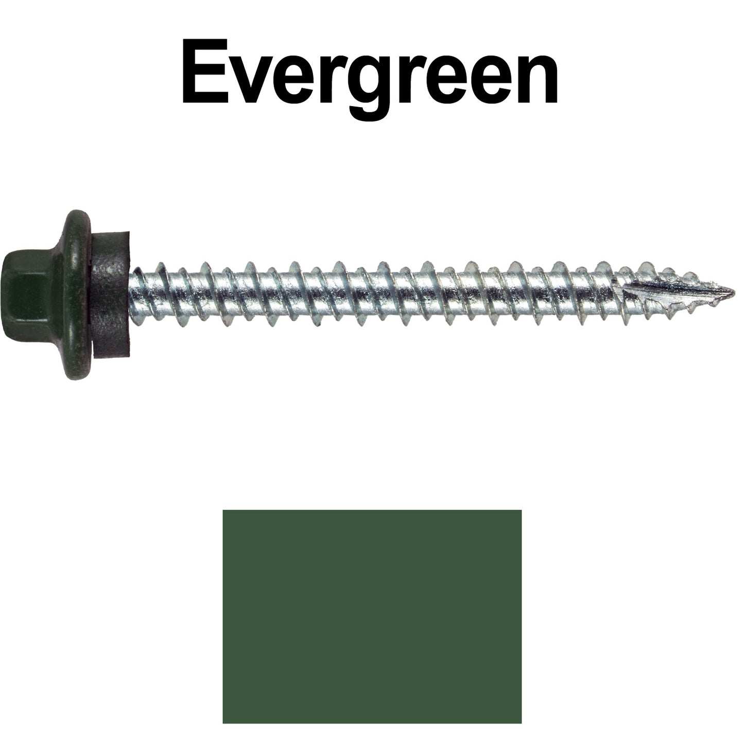 10 x 2” - STAINLESS HEX / ZINC Sheet Metal Roof Screw. Self starting metal to wood siding screws. EPDM washer. Colored head.